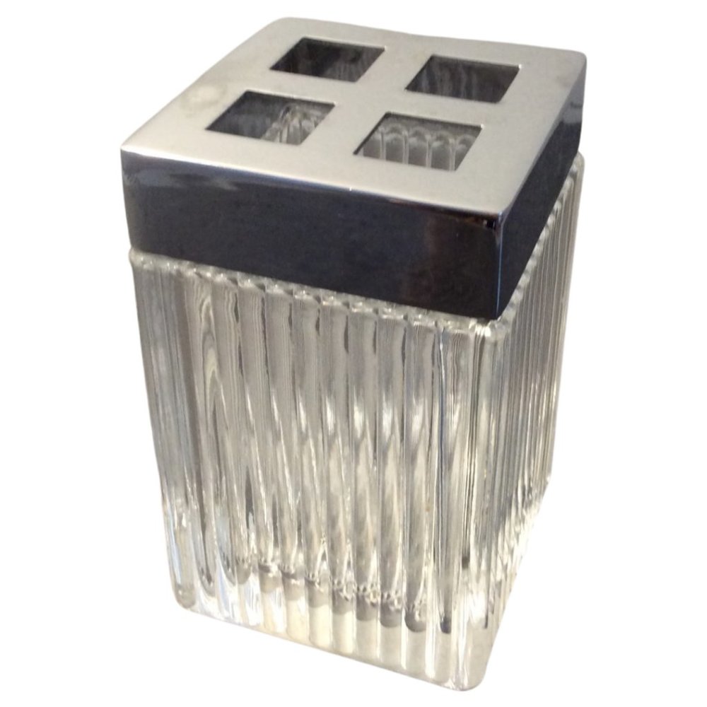 🏡 5/$25 - Ribbed Heavy Glass Toothbrush Holder